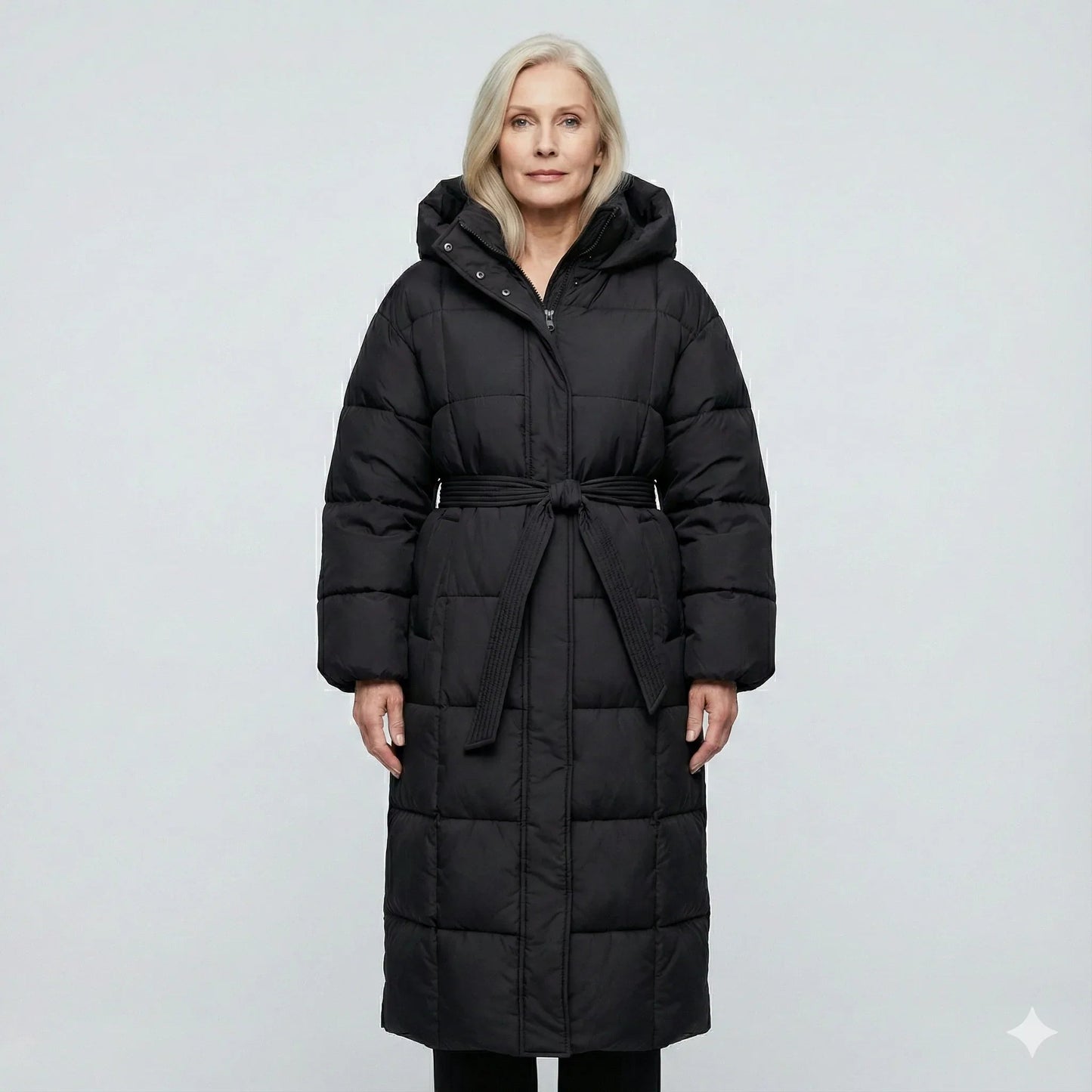 Long Belted Puffer Coat