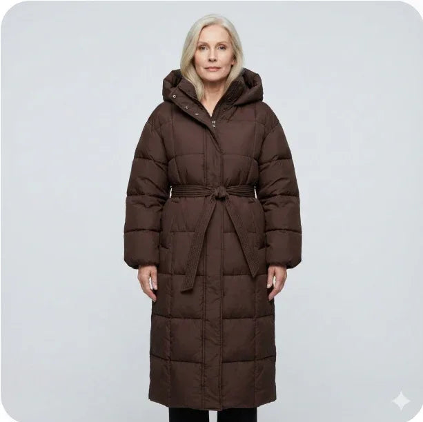Long Belted Puffer Coat