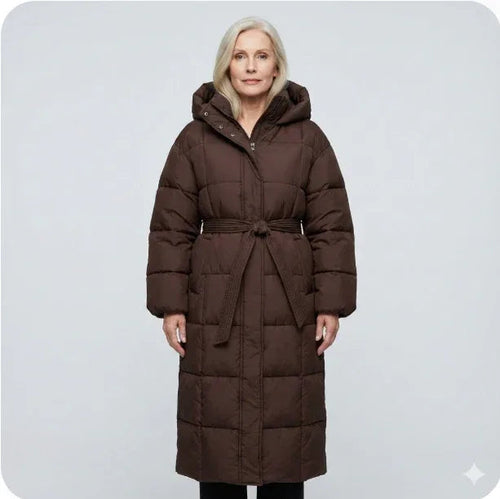Long Belted Puffer Coat