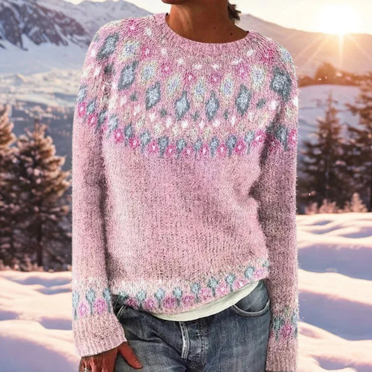 Soft Knit Sweater with Traditional Woven Shoulder Detail
