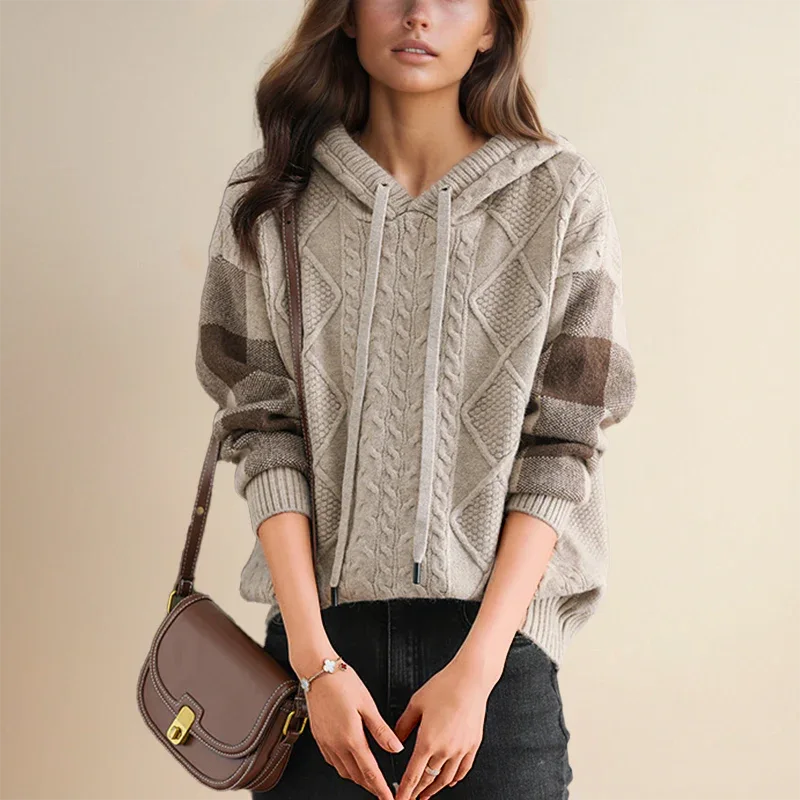 Cable Knit Hoodie Sweater