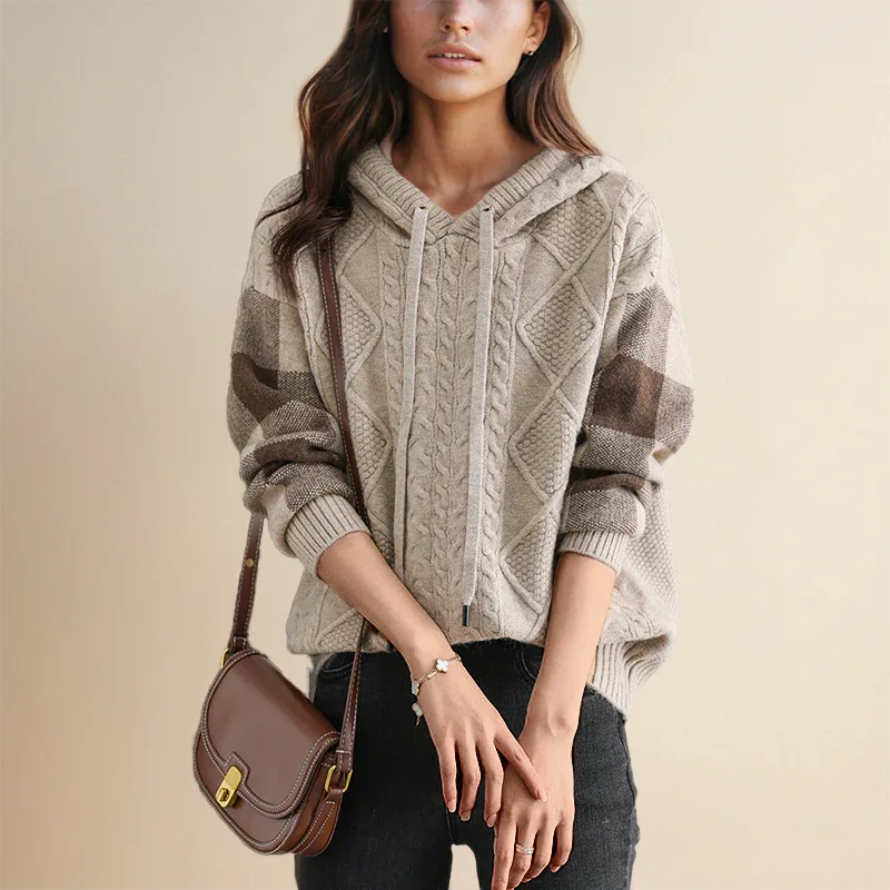 Cable Knit Hoodie Sweater